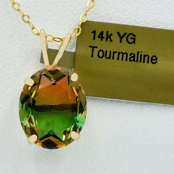 Lab Created 5.78 Cts AAA Tourmaline Pendant 14k Gold